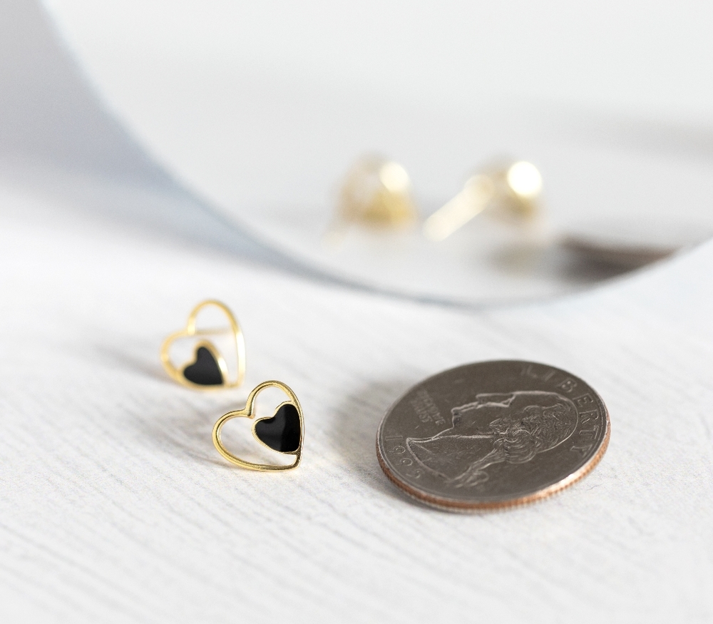 Petite Heart Studs - Only 3 left! - Picture 5 of 8